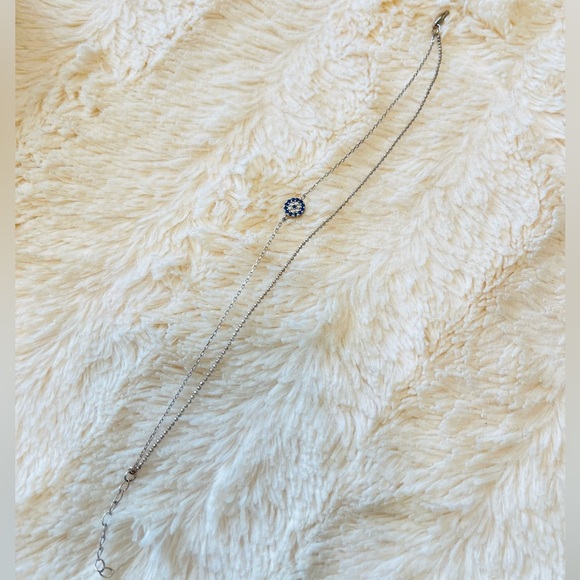 Evil Eye Silver Double Chain Anklet - Picture 3 of 3